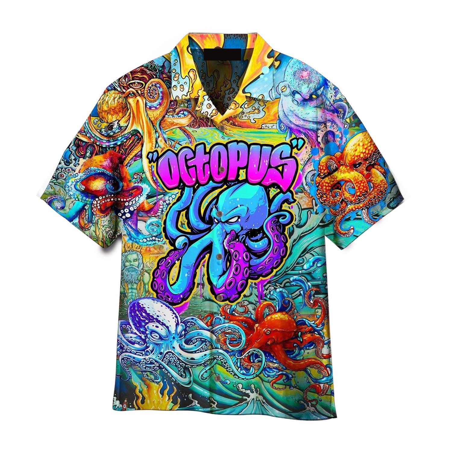 Octopus Colorful Hippie Aloha Hawaiian Shirts For Men, Women