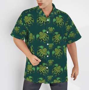 Octopus Pattern Green Tropical Aloha Hawaiian Shirts For Men, Women