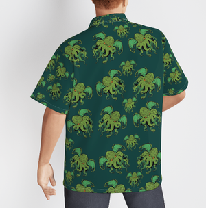 Octopus Pattern Green Tropical Aloha Hawaiian Shirts For Men, Women