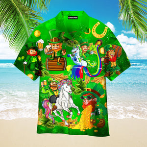 Oktoberfest Lepricorn Leprechaun Unicorn Beer Green Aloha Hawaiian Shirts