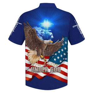 One Nation Under God Jesus Eagle American Flag Hawaiian Shirt