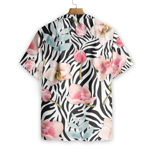 Orchid Zebra Watercolor Painting Art Hawaiian Shirt