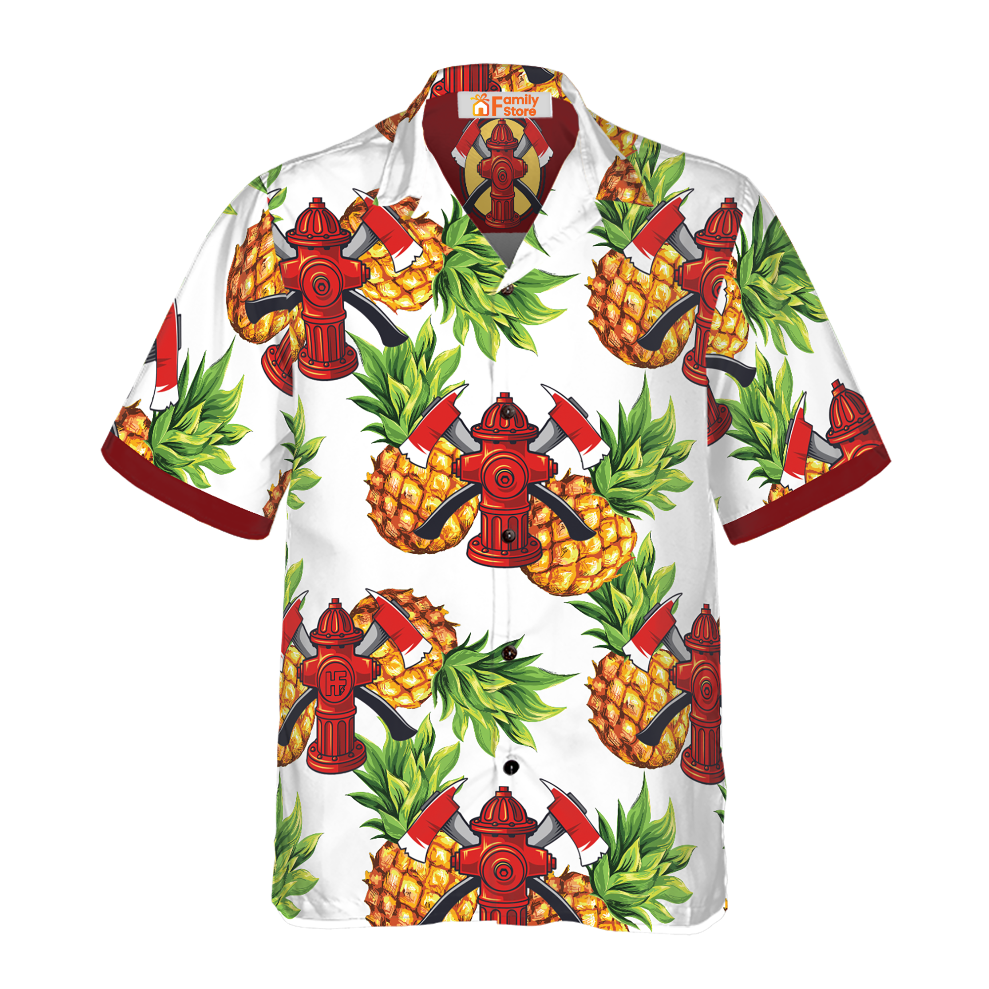 Pineapple Seamless Pattern Firefighter Hawaiian Shirt