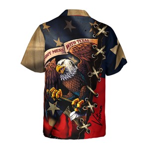 Name Don't Mess With Texas Eagle Custom Hawaiian Shirt, Texas Flag Shirt