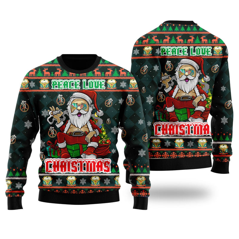 Peace Love Hippie Santa Claus Ugly Christmas Sweater For Men & Women