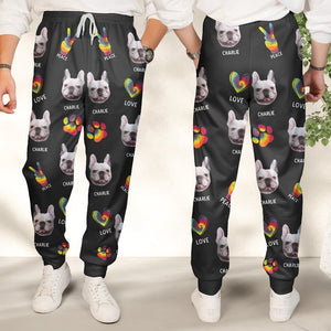 Custom Photo Peace, Love, Dogs - Gift For Pet Lovers - Personalized Pajama Pants, Sweatpants  CU4110901