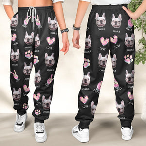 Custom Photo Peace, Love, Dogs - Gift For Pet Lovers - Personalized Pajama Pants, Sweatpants  CU4110901