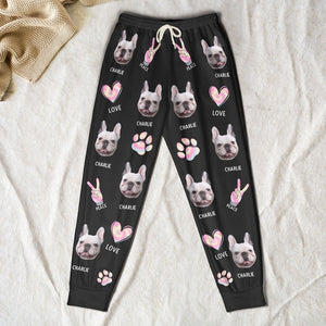 Custom Photo Peace, Love, Dogs - Gift For Pet Lovers - Personalized Pajama Pants, Sweatpants  CU4110901