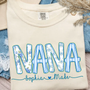 Personalized Nana Shirt Floral Print Comfort Colors Tee Custom Grandmother Gift with Grandkids Names 2 8uGJ6