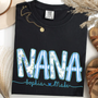 Personalized Nana Shirt Floral Print Comfort Colors Tee Custom Grandmother Gift with Grandkids Names_Black_S 1 rsCwQ