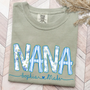 Personalized Nana Shirt Floral Print Comfort Colors Tee Custom Grandmother Gift with Grandkids Names_Sandstone_S 1 enIvx