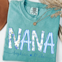 Personalized Nana Shirt Floral Print Comfort Colors Tee Custom Grandmother Gift with Grandkids Names_Seafoam_S 1 vVkce