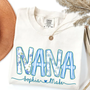 Personalized Nana Shirt Floral Print Comfort Colors Tee Custom Grandmother Gift with Grandkids Names_White_S 1 7DjS4