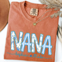 Personalized Nana Shirt Floral Print Comfort Colors Tee Custom Grandmother Gift with Grandkids Names_Yam_S 1 LDr4S