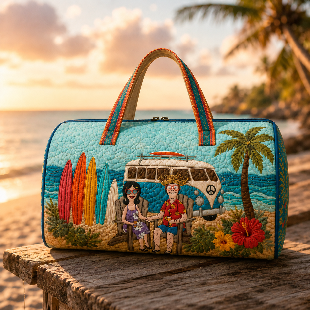 PersonalizedBeachDuffleBagTropicalCoupleTravel QuiltedDuffleBag GiftForCouple_CampingLovers_4