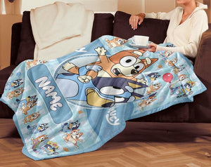 Personalized Blue Dog Blanket DN100