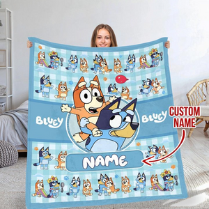 Personalized Blue Dog Blanket DN100