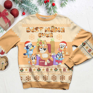 Personalized Buey Dog Christmas Gifts For Mom Ugly Sweatshirt, Best Mom Ever TM09 DN100