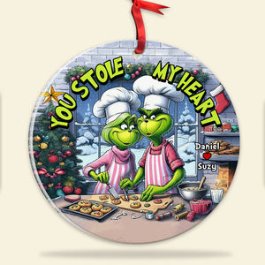 Personalized Gift For Couples - Round Acrylic Ornament - Couple Baking In The Kitchen Cookies For Christmas DN100