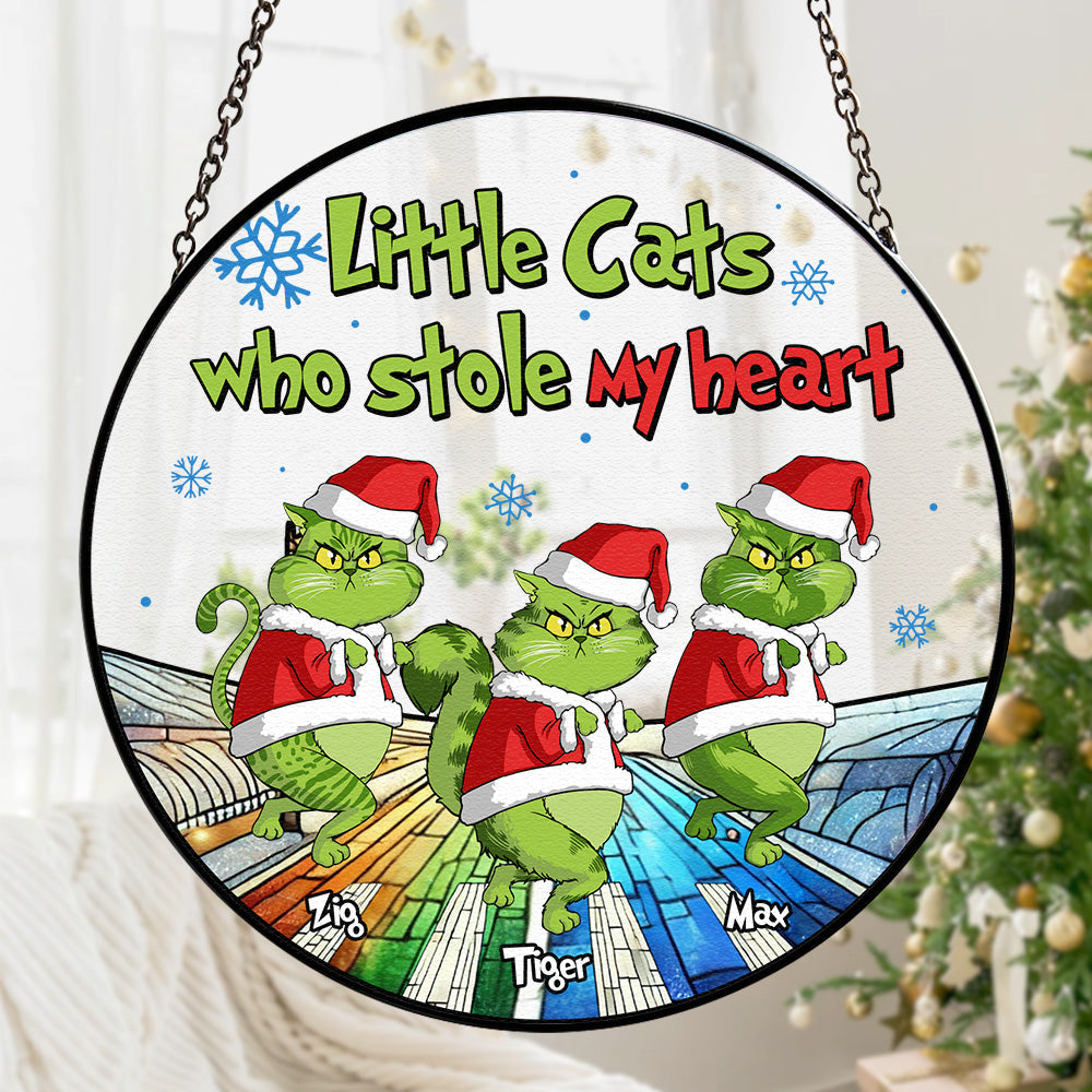 Personalized Gifts For Cat Lovers Stained Glass Ornament, Monster Green Who Stole My Heart - CL16 DN100