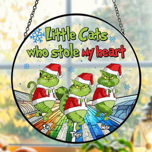 Personalized Gifts For Cat Lovers Stained Glass Ornament, Monster Green Who Stole My Heart - CL16 DN100