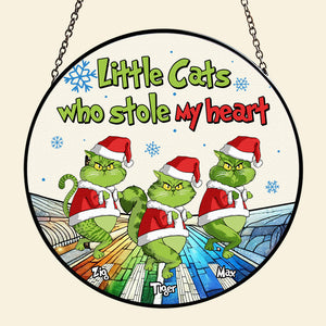 Personalized Gifts For Cat Lovers Stained Glass Ornament, Monster Green Who Stole My Heart - CL16 DN100