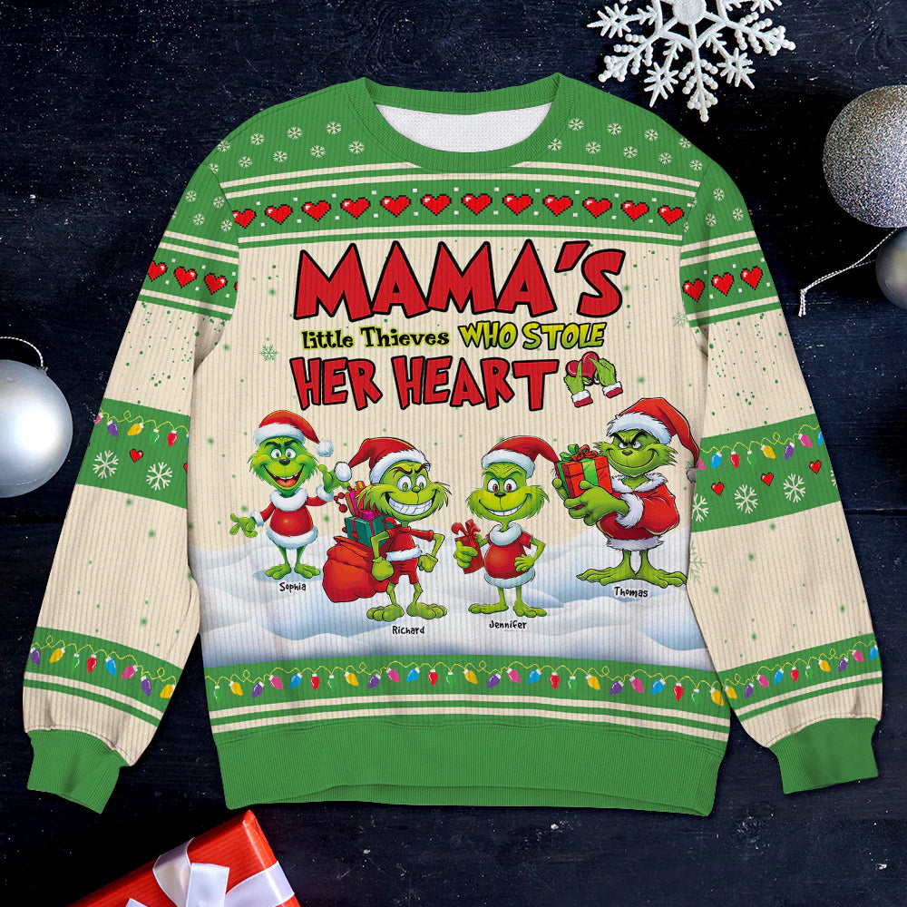 Personalized Gifts For Mom Ugly Sweater Mama's Little Thieves Who Stole Her Heart - TM11 DN100