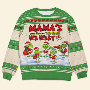 Personalized Gifts For Mom Ugly Sweater Mama's Little Thieves Who Stole Her Heart - TM11 DN100