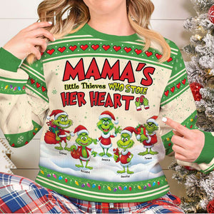 Personalized Gifts For Mom Ugly Sweater Mama's Little Thieves Who Stole Her Heart - TM11 DN100