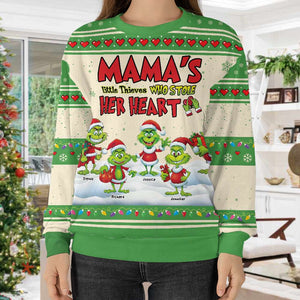 Personalized Gifts For Mom Ugly Sweater Mama's Little Thieves Who Stole Her Heart - TM11 DN100