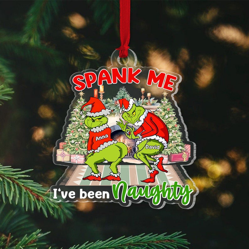 Personalized Monster Green Couple Ornament, Monster Green Christmas Ornament, Xmas Decor DN100