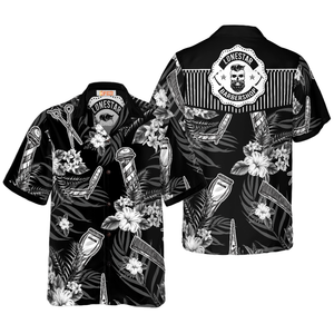 Personalized Name Barber Black Version Custom Custom Hawaiian Shirt