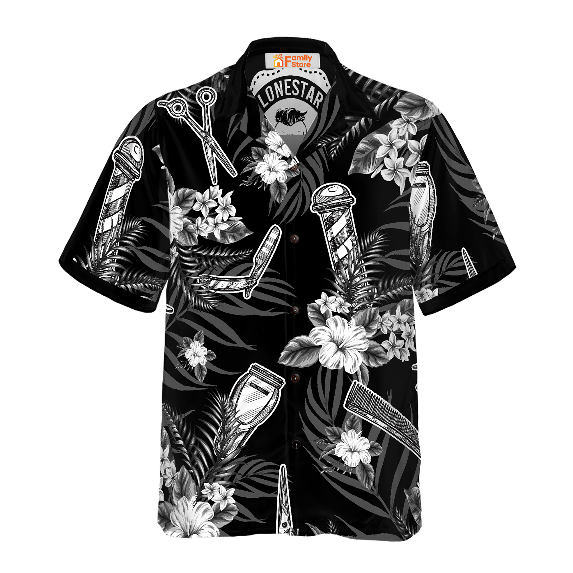 Personalized Name Barber Black Version Custom Custom Hawaiian Shirt