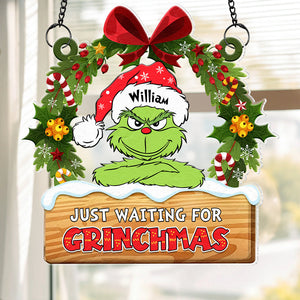 Personalized Green Monster Christmas Suncatcher Ornament DN100