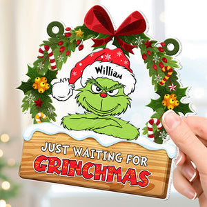 Personalized Green Monster Christmas Suncatcher Ornament DN100