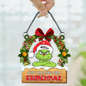 Personalized Green Monster Christmas Suncatcher Ornament DN100