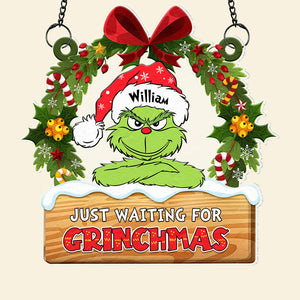 Personalized Green Monster Christmas Suncatcher Ornament DN100