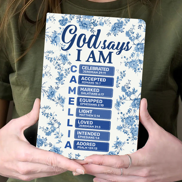 God Says I Am - Personalized Leather Cover Notebook