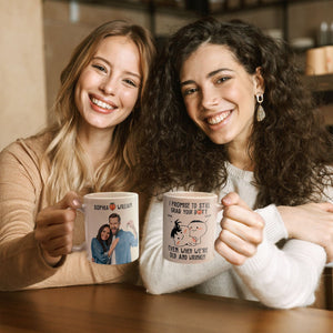 Custom Photo I Promise To Still Grab Your Butt Even When We're Old And Wrinkly - Personalized Ceramic Mug - Gift For Couple, Husband Wife, Anniversary, Engagement, Wedding, Marriage Gift NH96