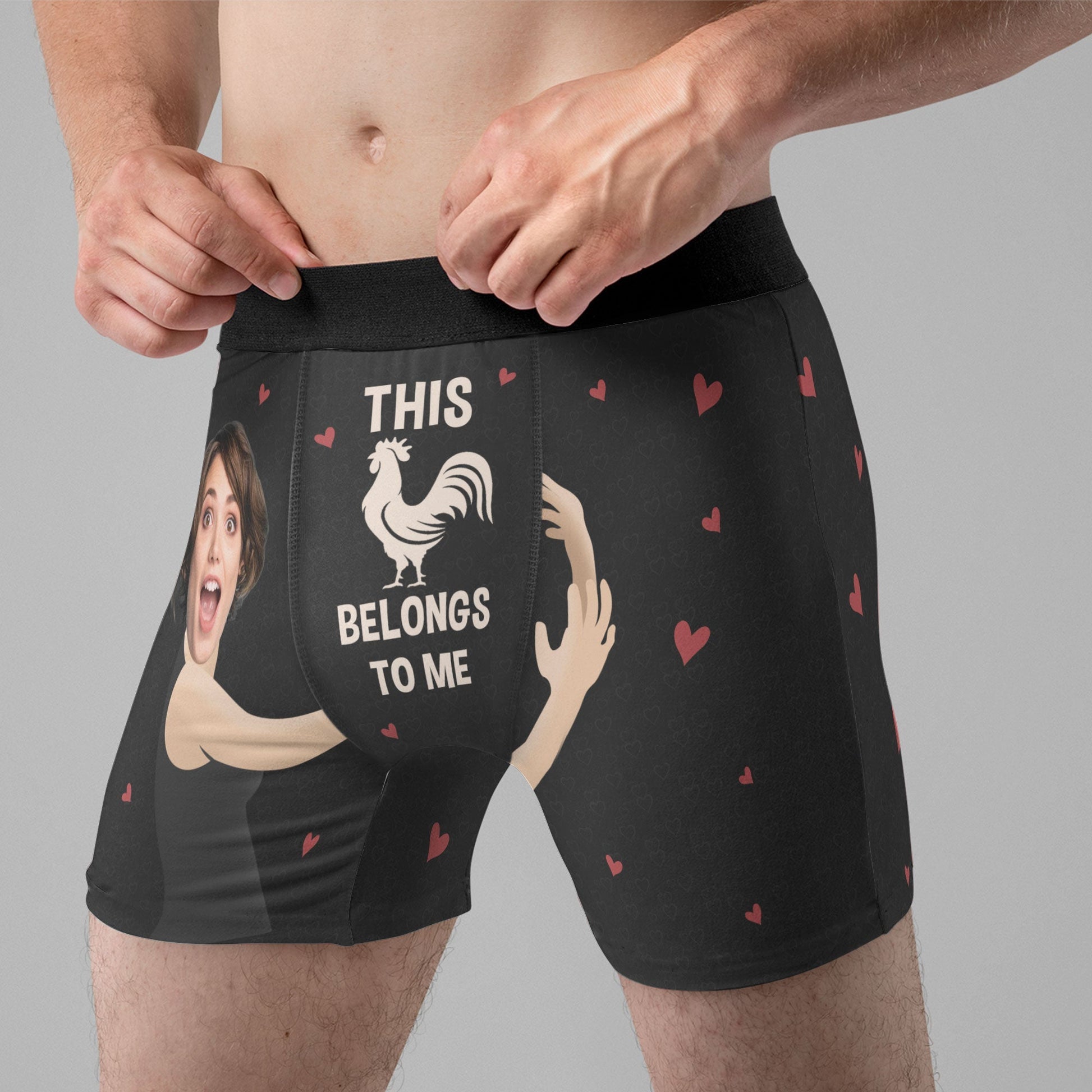 Custom Photo It Belongs To Me - Gift For Couples - Funny Personalized Custom Boxer Briefs, Men's Boxers