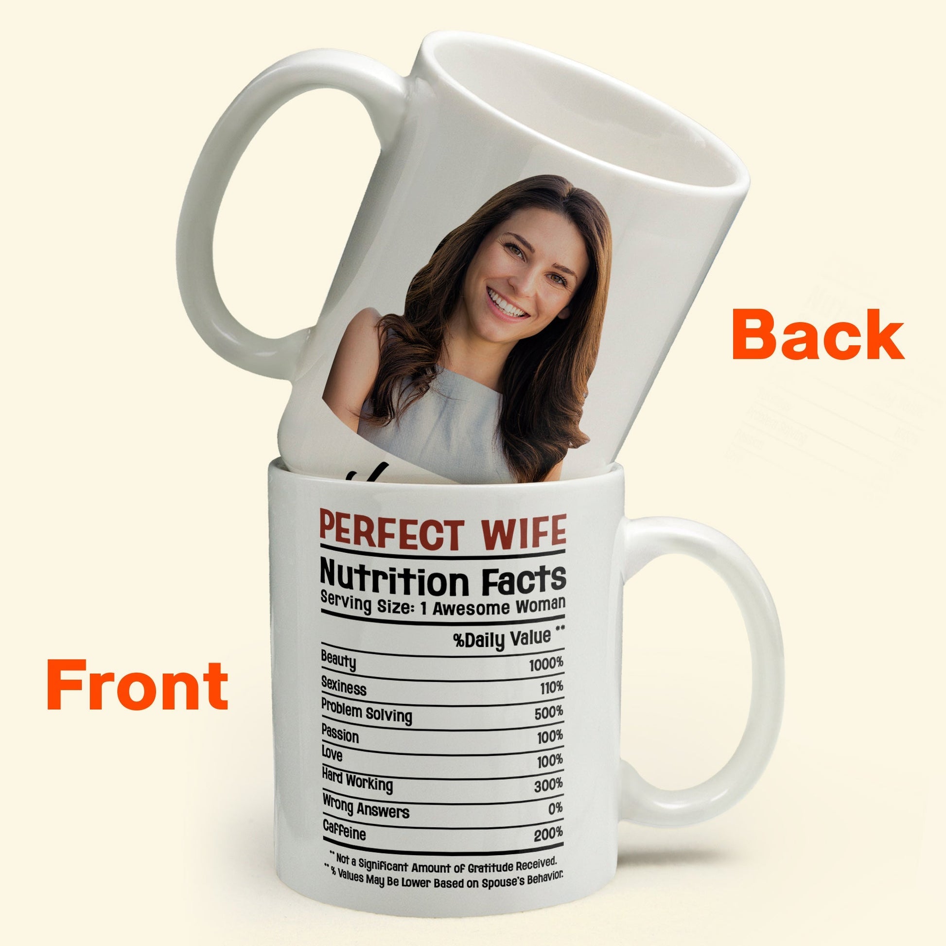 Photo Inserted_ Perfect Wife Nutrition Facts Personalized Mug 2