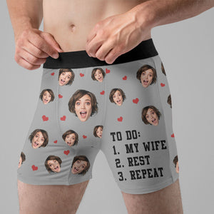 Custom Photo To Do List - Gift For Boyfriend, Husband, Anniversary - Funny Personalized Custom Boxer Briefs, Men's Boxers