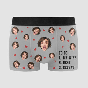 Custom Photo To Do List - Gift For Boyfriend, Husband, Anniversary - Funny Personalized Custom Boxer Briefs, Men's Boxers