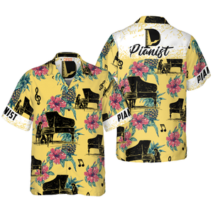 Pianist Pineapple Seamless Pattern Custom Hawaiian Shirt