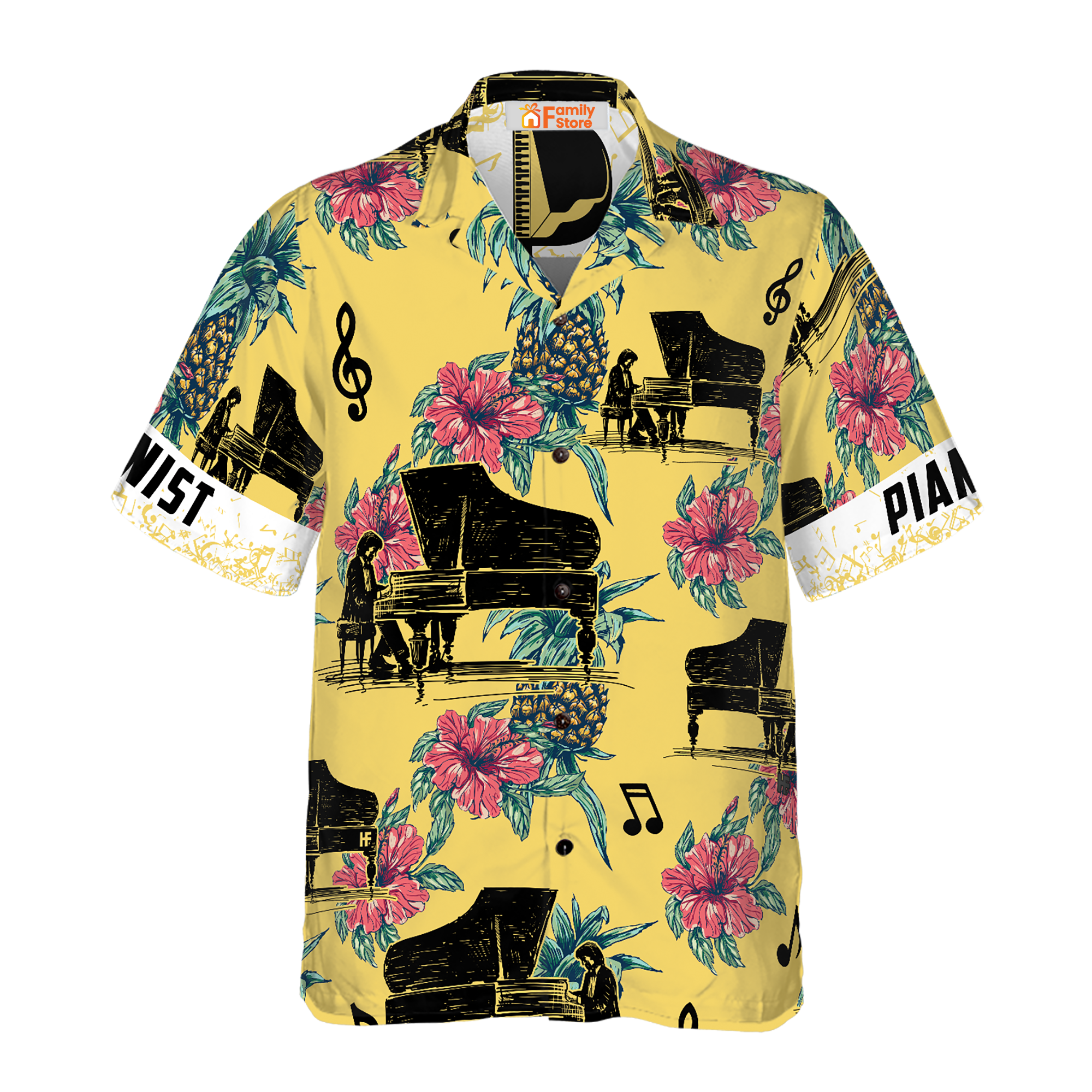 Pianist Pineapple Seamless Pattern Custom Hawaiian Shirt