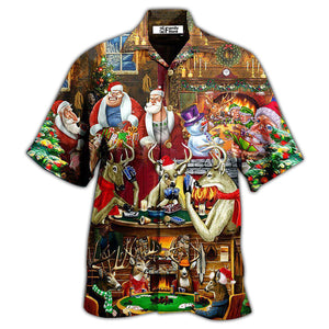 Poker Gambling Santa And Friends Play Poker Style - Hawaiian Shirt