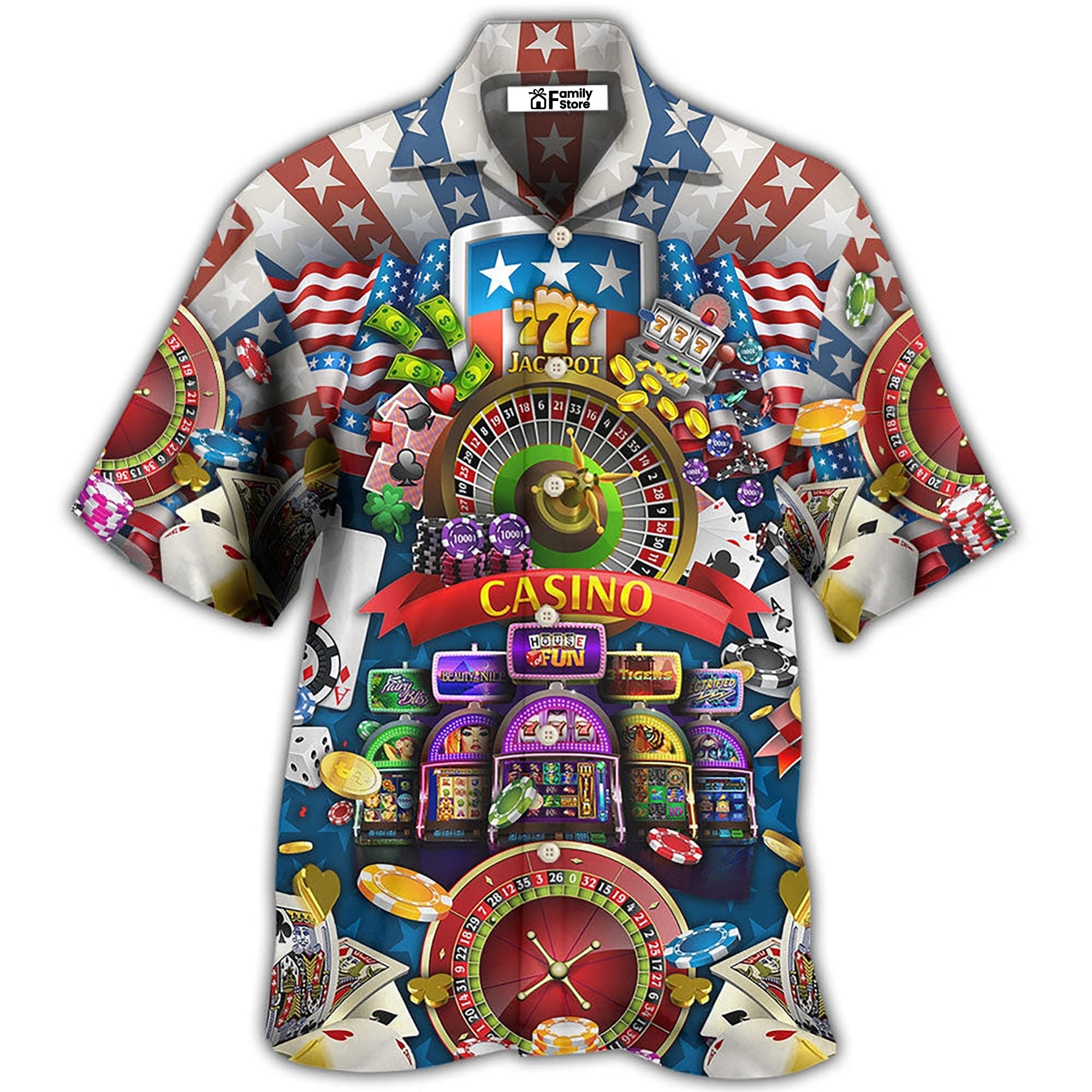 Poker US Flag Casino Lover - Hawaiian Shirt