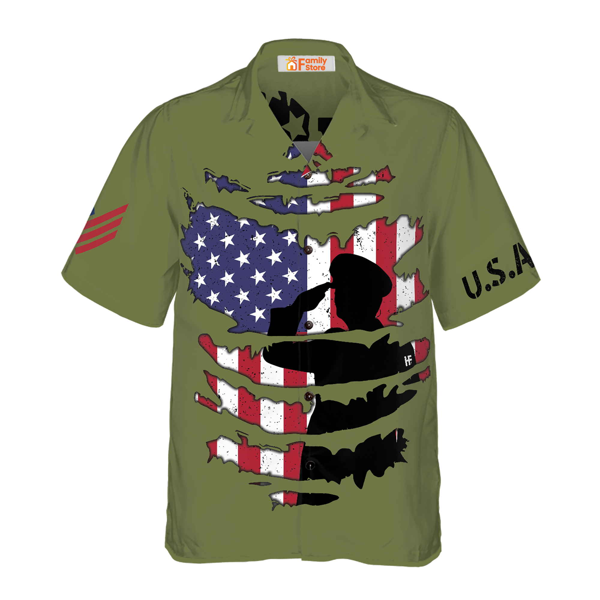 Veteran's Proud Silhouette Hawaiian Shirt