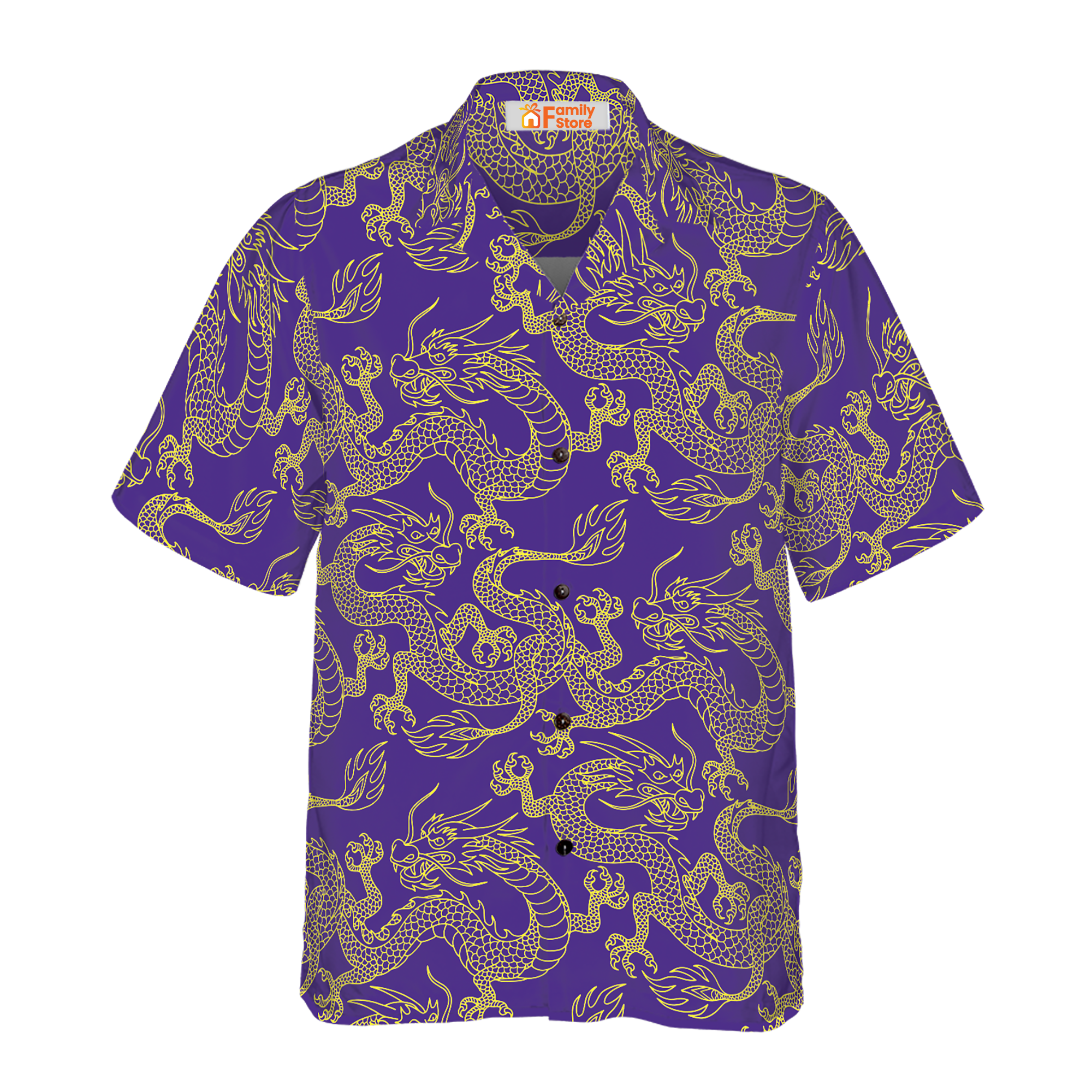 Purple And Gold Edition Oriental Dragon Hawaiian Shirt