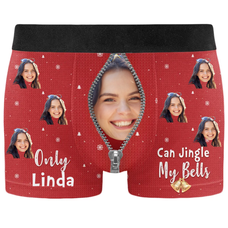 Custom Photo Only Wife Can Jingle My Bells - Gift For Husband, Boyfriend - Personalized Men's Boxer Briefs